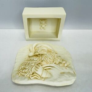 Vintage Hen Feathers Keepsake Trinket Box Santa Claus Teddy Bear Christmas